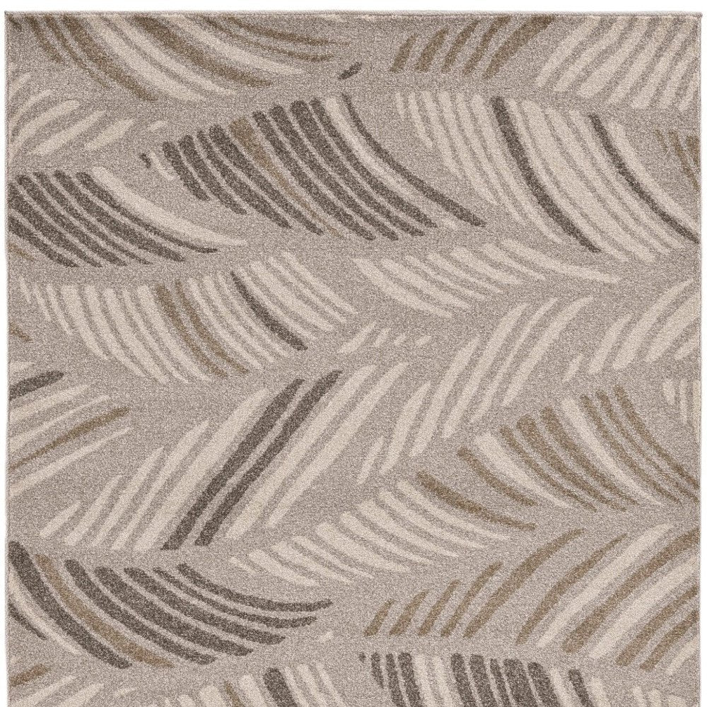 3' X 5' Beige And Brown Tropical Botanical Area Rug