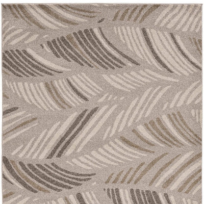 3' X 5' Beige And Brown Tropical Botanical Area Rug
