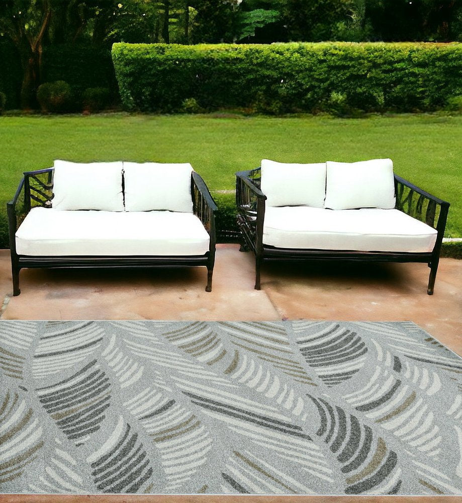 7' X 10' Gray Abstract Indoor Outdoor Area Rug