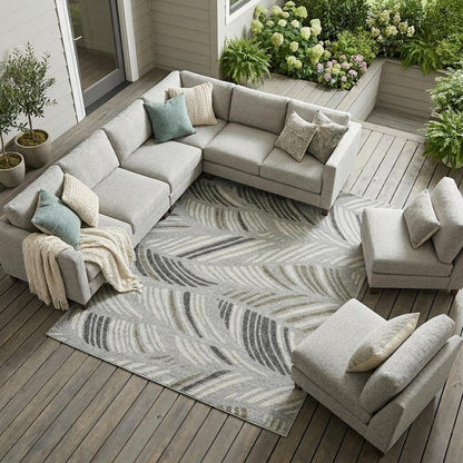 7' X 10' Gray Abstract Indoor Outdoor Area Rug