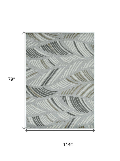 7' X 10' Gray Abstract Indoor Outdoor Area Rug