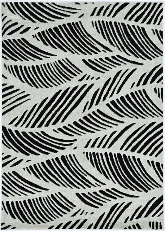 3' X 5' Black And White Floral Indoor Outdoor Area Rug
