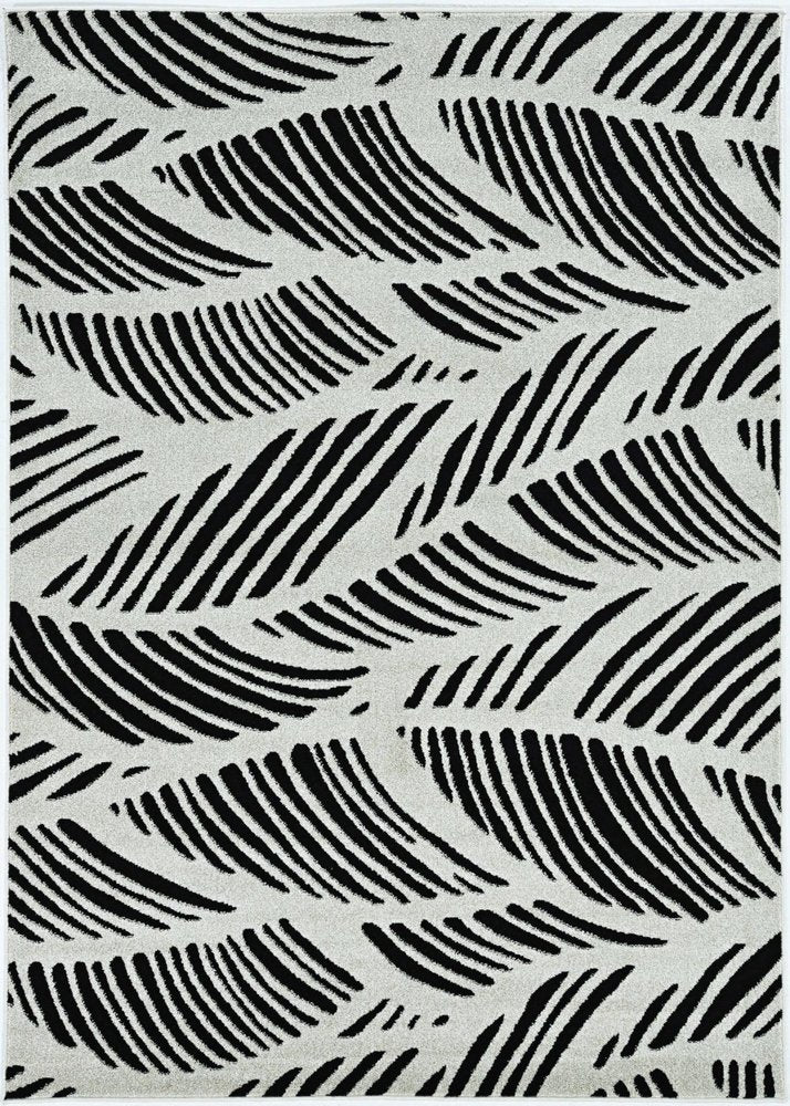 3' X 5' Black And White Floral Indoor Outdoor Area Rug