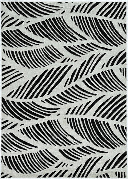 3' X 5' Black And White Floral Indoor Outdoor Area Rug