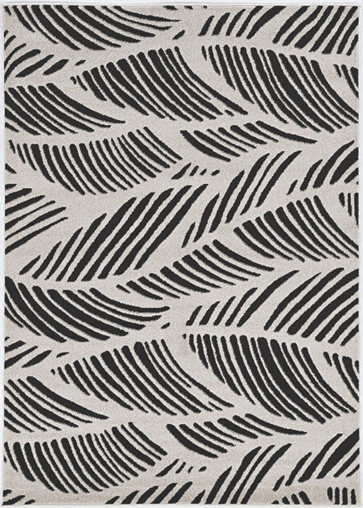 3' X 5' Black And White Floral Indoor Outdoor Area Rug