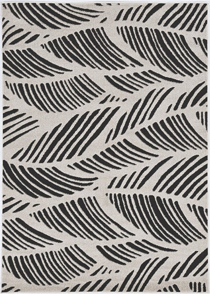 3' X 5' Black And White Floral Indoor Outdoor Area Rug