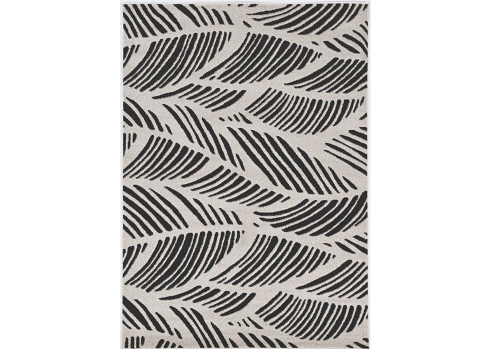3' X 5' Black And White Floral Indoor Outdoor Area Rug