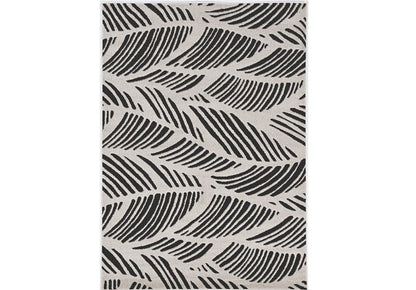 3' X 5' Black And White Floral Indoor Outdoor Area Rug