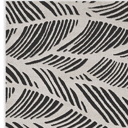 3' X 5' Black And White Floral Indoor Outdoor Area Rug