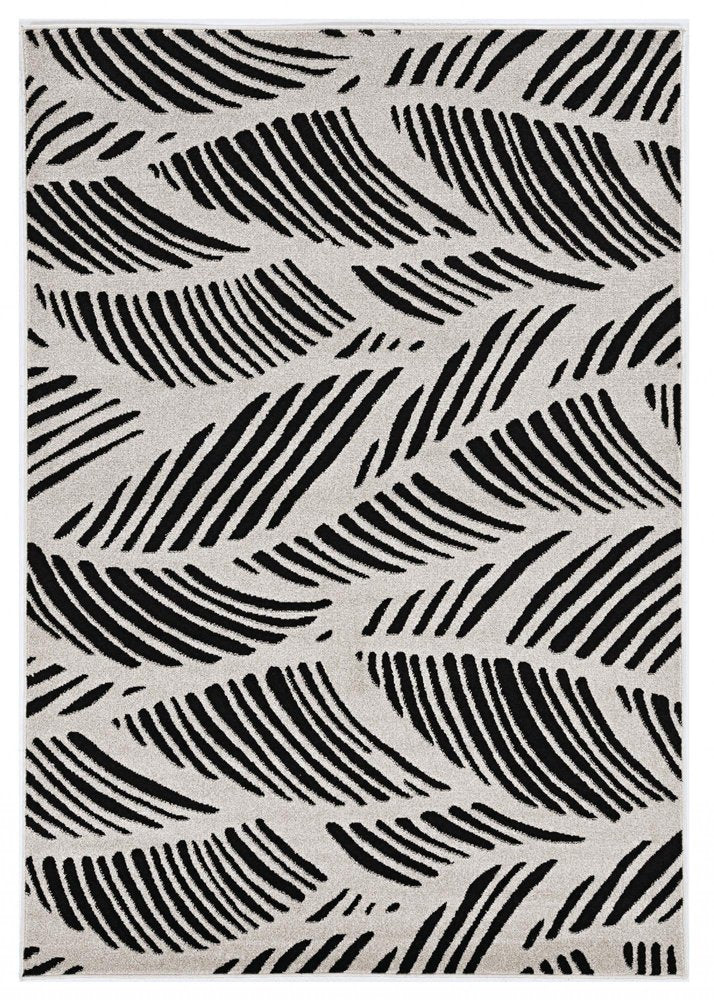 3' X 5' Black And White Floral Indoor Outdoor Area Rug