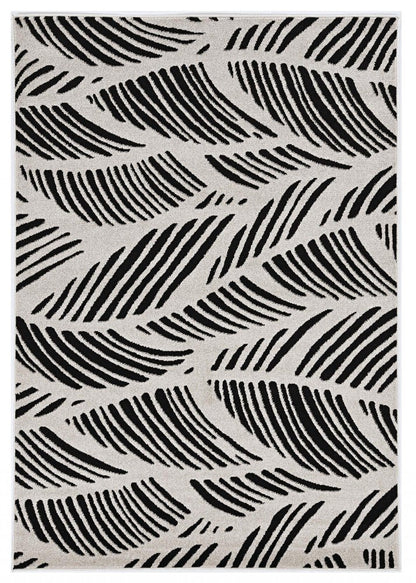 3' X 5' Black And White Floral Indoor Outdoor Area Rug