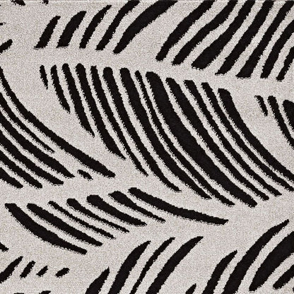 2' X 4' Black And White Abstract Indoor Outdoor Area Rug