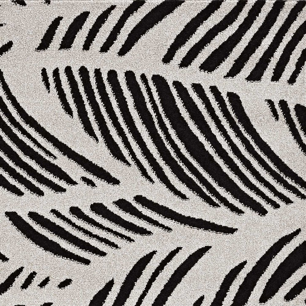 2' X 4' Black And White Abstract Indoor Outdoor Area Rug