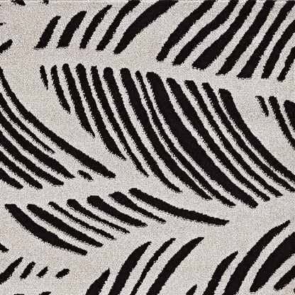 2' X 4' Black And White Abstract Indoor Outdoor Area Rug