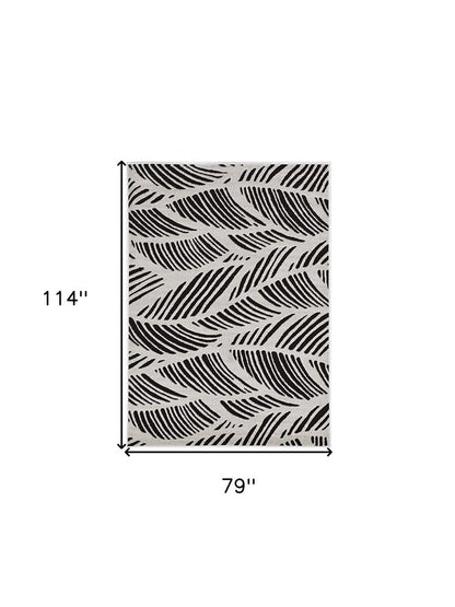 2' X 4' Black And White Abstract Indoor Outdoor Area Rug