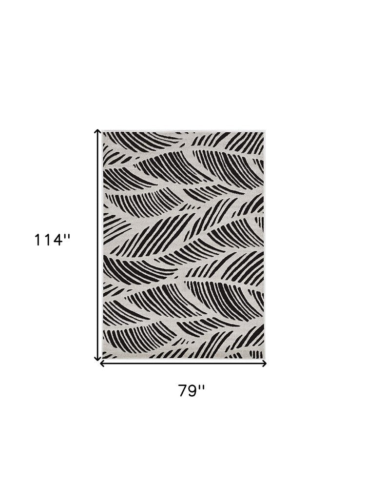 2' X 4' Black And White Abstract Indoor Outdoor Area Rug