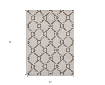 2' X 3' Sand Wavy Line Pattern Accent Rug