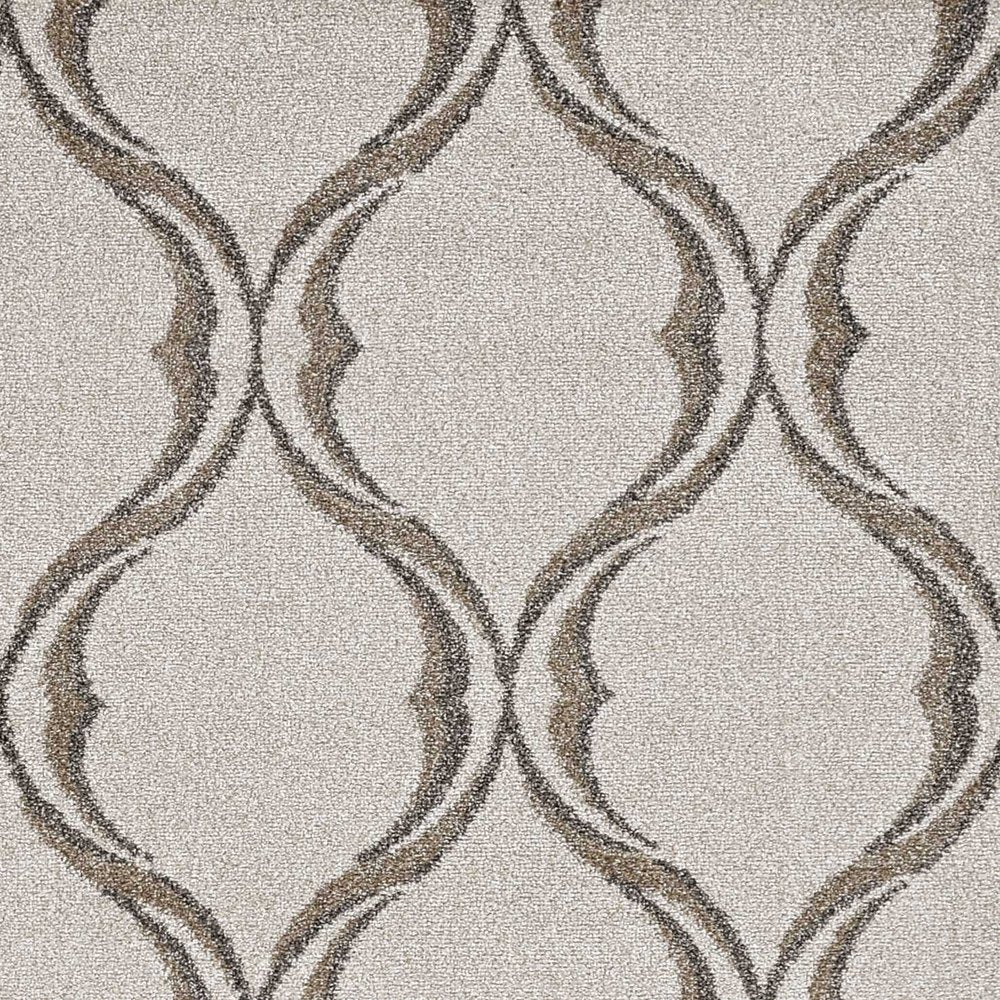 5' X 8' Sand And Green Ogee Area Rug