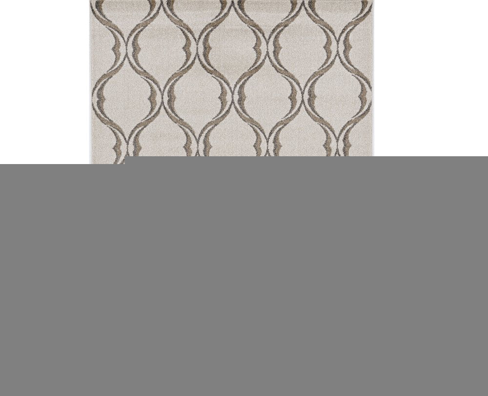 5' X 8' Sand And Green Ogee Area Rug