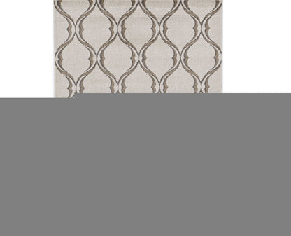 5' X 8' Sand And Green Ogee Area Rug