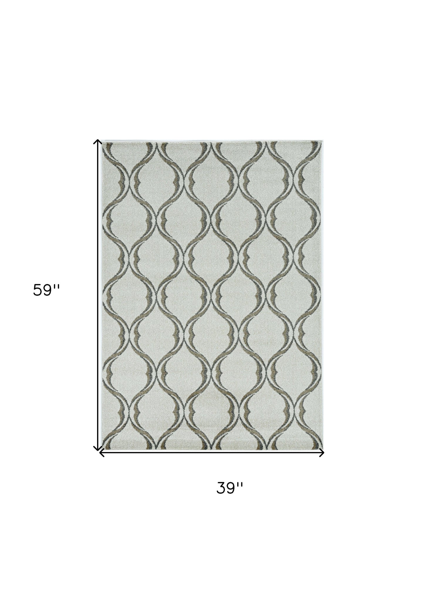 2' X 3' Sand Wavy Line Pattern Accent Rug