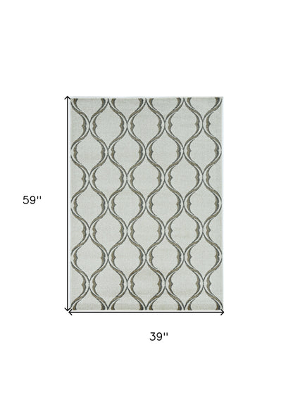 2' X 3' Sand Wavy Line Pattern Accent Rug