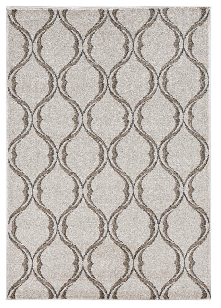 7' X 10' Ivory Moroccan Indoor Outdoor Area Rug