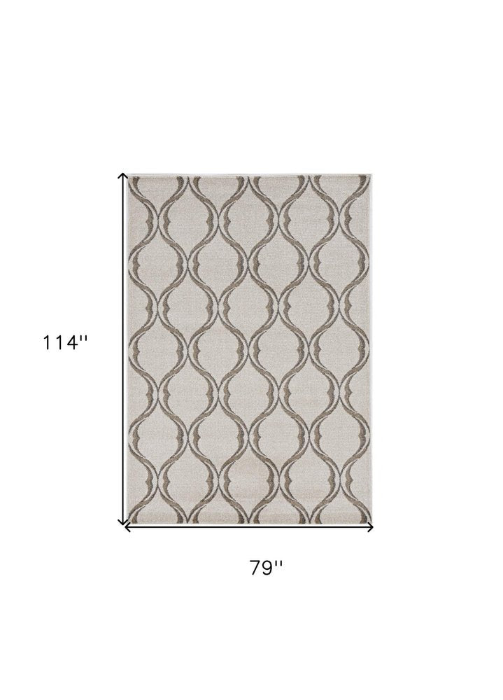 7' X 10' Ivory Moroccan Indoor Outdoor Area Rug