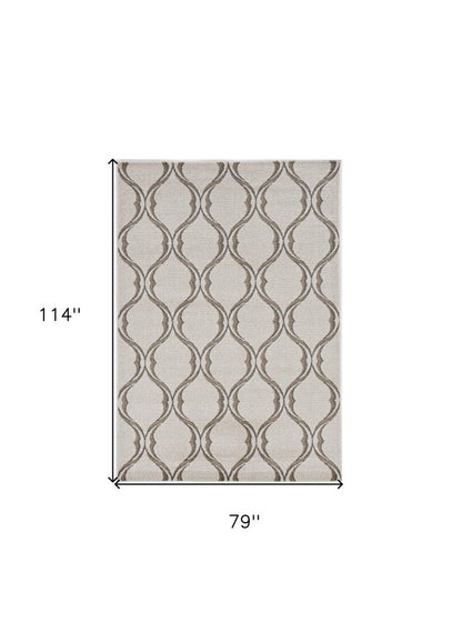7' X 10' Ivory Moroccan Indoor Outdoor Area Rug