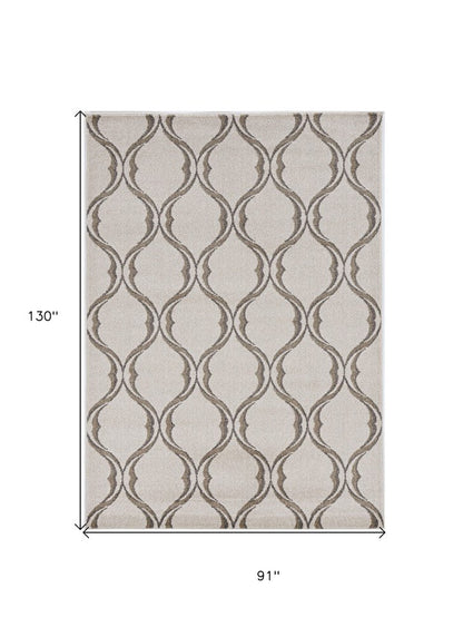 7' X 10' Ivory Moroccan Indoor Outdoor Area Rug