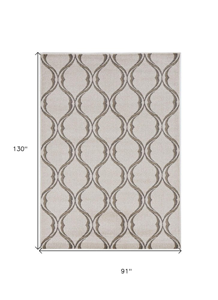 7' X 10' Ivory Moroccan Indoor Outdoor Area Rug
