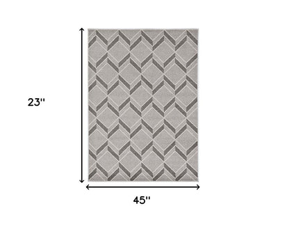 3' X 5' Gray Geometric Indoor Outdoor Area Rug