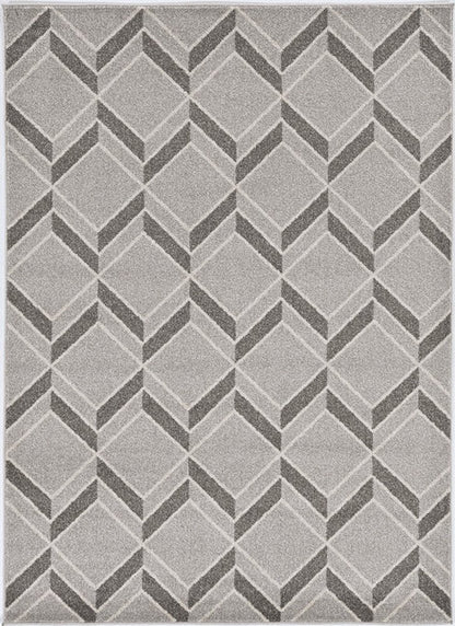 3' X 5' Gray Geometric Indoor Outdoor Area Rug