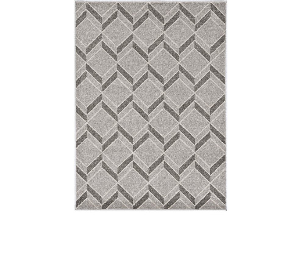 3' X 5' Gray Geometric Indoor Outdoor Area Rug