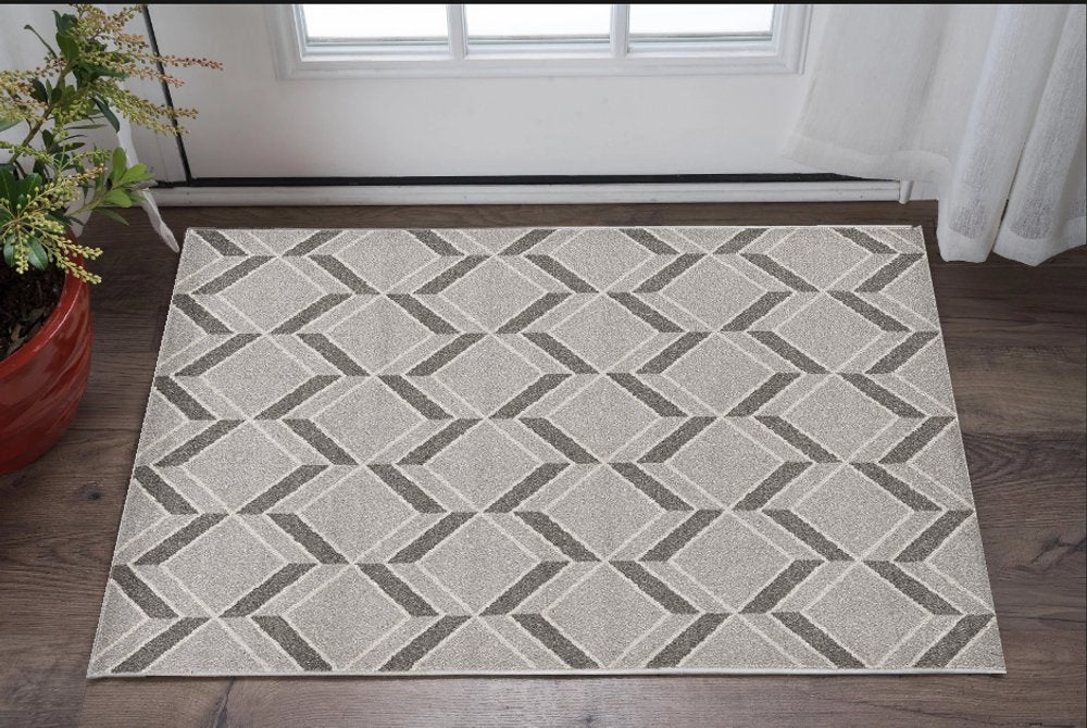 8' X 11' Gray Geometric Indoor Outdoor Area Rug