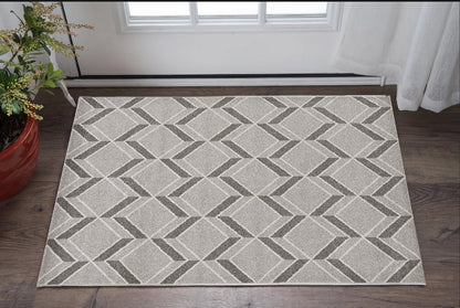 8' X 11' Gray Geometric Indoor Outdoor Area Rug