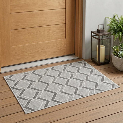 8' X 11' Gray Geometric Indoor Outdoor Area Rug