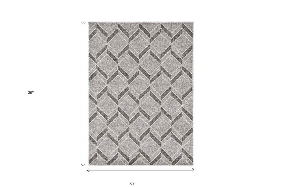5' X 8' Gray Geometric Indoor Outdoor Area Rug