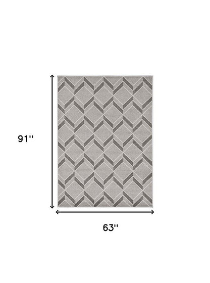 5' X 8' Gray Geometric Indoor Outdoor Area Rug