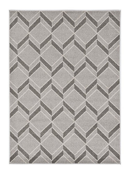 2' X 4' Green And Ivory Geometric Indoor Outdoor Area Rug