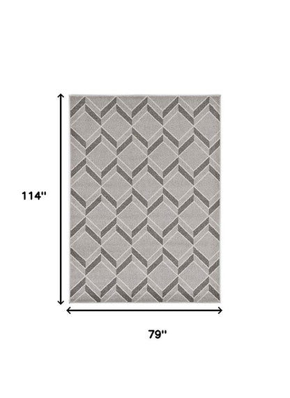 2' X 4' Green And Ivory Geometric Indoor Outdoor Area Rug