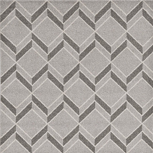 8' X 11' Gray Geometric Indoor Outdoor Area Rug