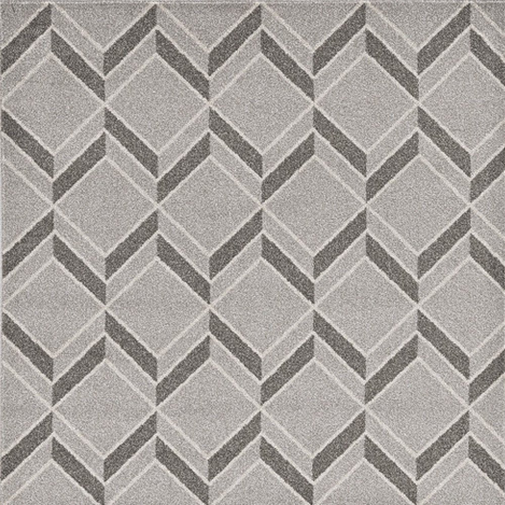 2' X 4' Green And Ivory Geometric Indoor Outdoor Area Rug