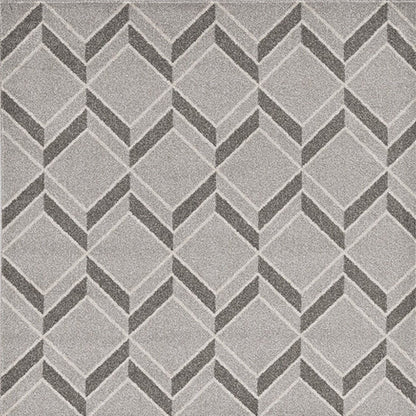 2' X 4' Green And Ivory Geometric Indoor Outdoor Area Rug