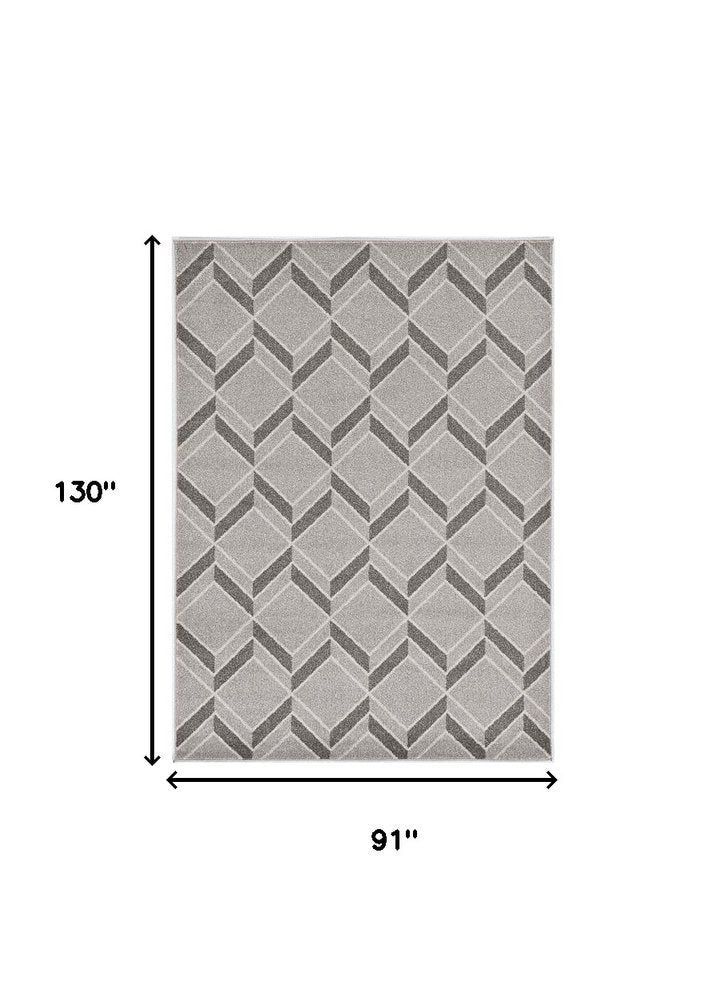 2' X 4' Green And Ivory Geometric Indoor Outdoor Area Rug
