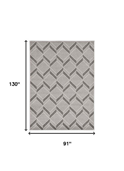 2' X 4' Green And Ivory Geometric Indoor Outdoor Area Rug