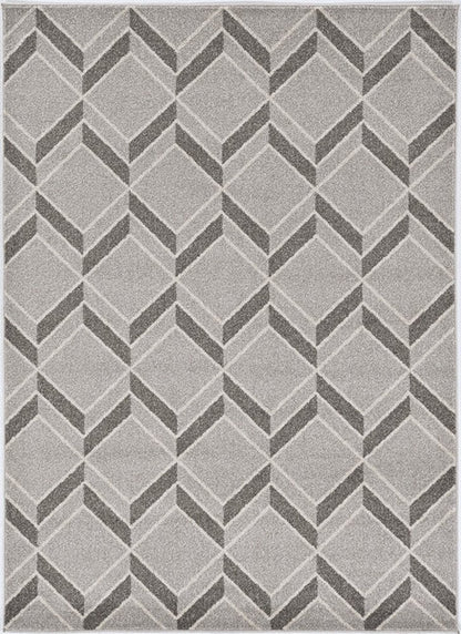 2' X 4' Green And Ivory Geometric Indoor Outdoor Area Rug