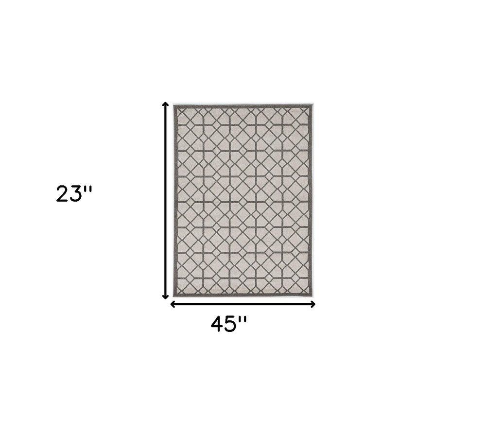 8' X 11' Gray Geometric Indoor Outdoor Area Rug