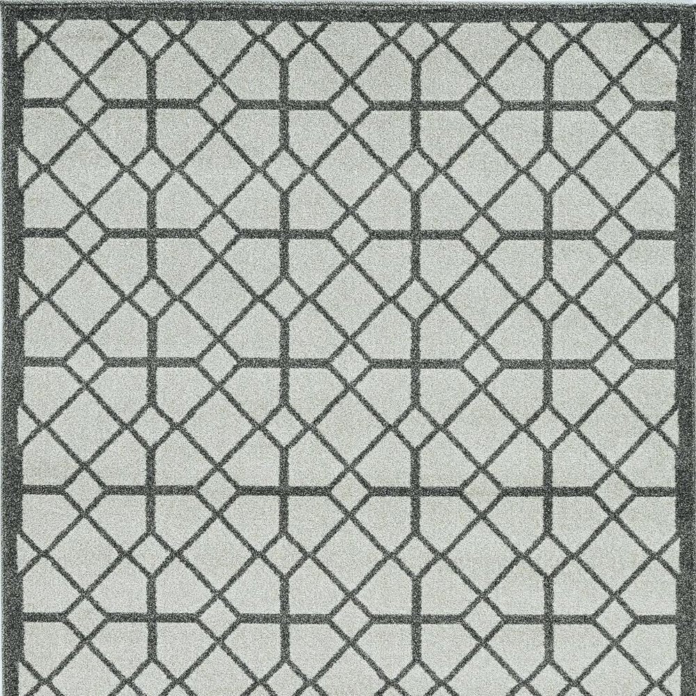 5' X 8'  Ivory Or Grey Geometric Tiles Area Rug
