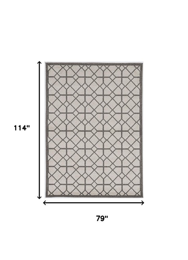 8' X 11' Gray Geometric Indoor Outdoor Area Rug